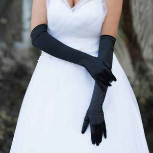 23" Long BLACK Satin Gloves ( GLV 57 BK )