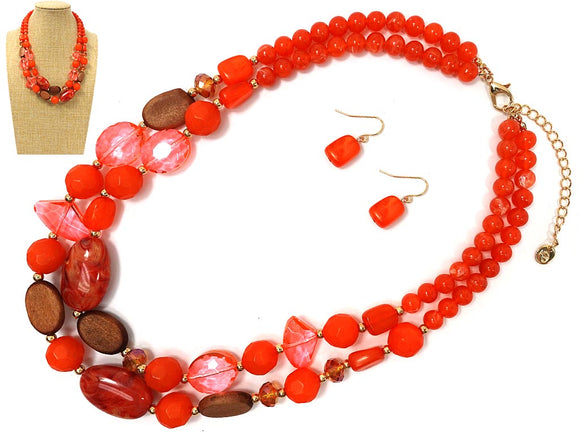 Gold Coral Necklace Set ( 1062 GDCO )