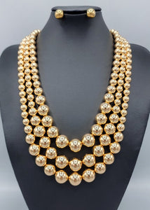 GOLD BALL NECKLACE SET ( 3227 GD )