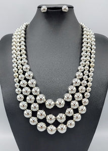 SILVER BALL NECKLACE SET ( 3227 RH )