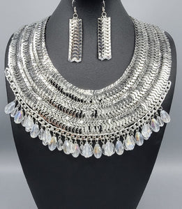 SNAKE CHAIN BIB NECKLACE SET ( 3228 RH )