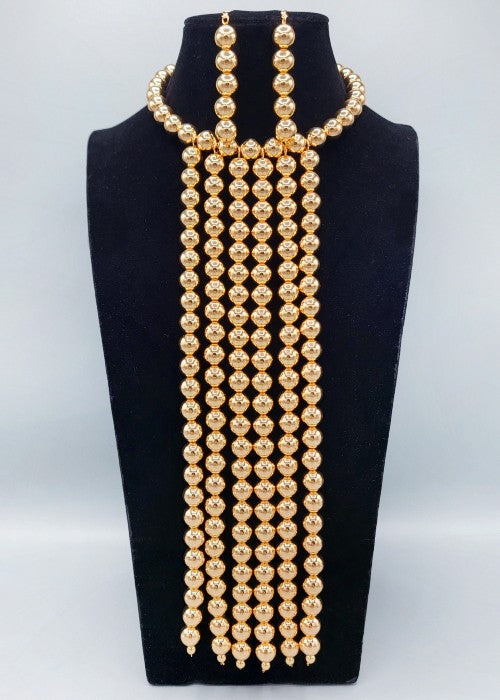BUBBLE BALL WATERFALL BIB NECKLACE ( 3230 GD )