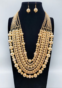 LARGE GOLD DANGLING BALL NECKLACE SET ( 3232 GD )