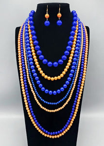 BLUE YELLOW PEARL NECKLACE SET ( 3241 YEL )