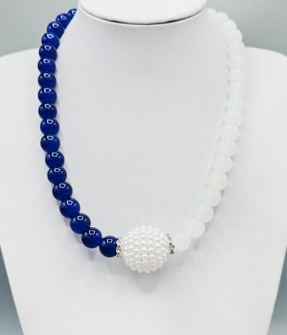 BLUE WHITE PEARL NECKLACE ( 3271 BLWHT )