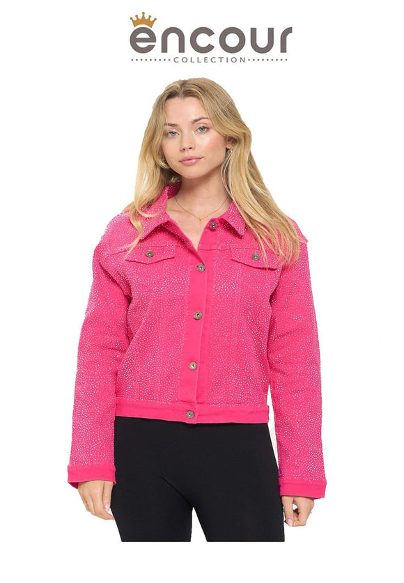 FUCHSIA JACKET CLEAR STONES ( 0104 FU 4XL )