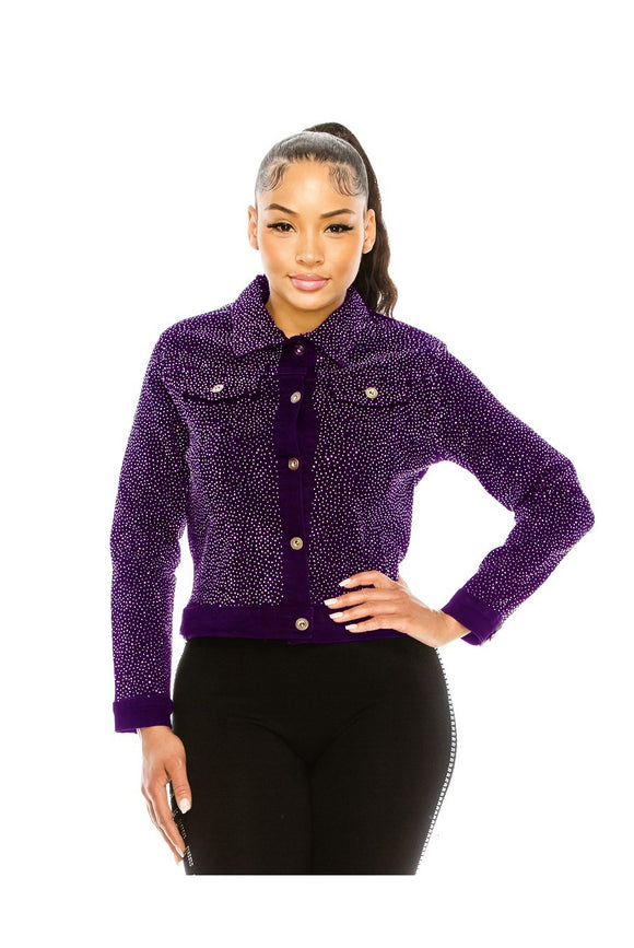 Plus Size Purple Denim Jacket