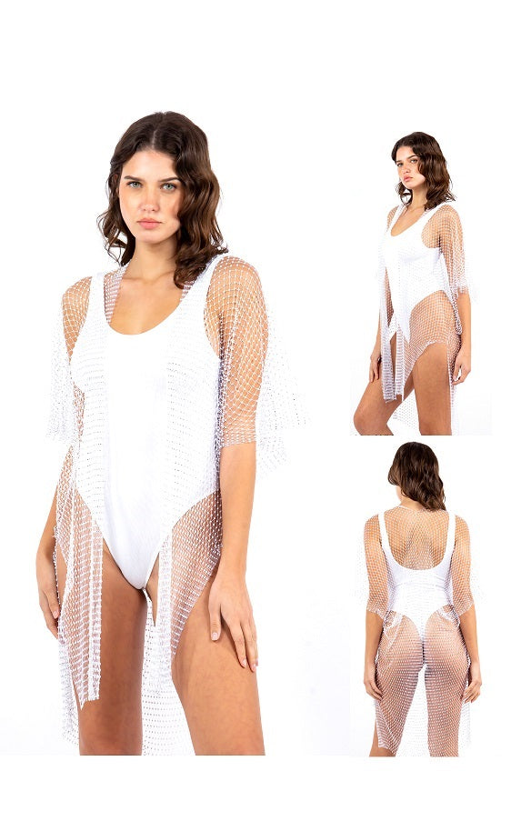 MESH WHITE KIMONO ( 0139 WH )