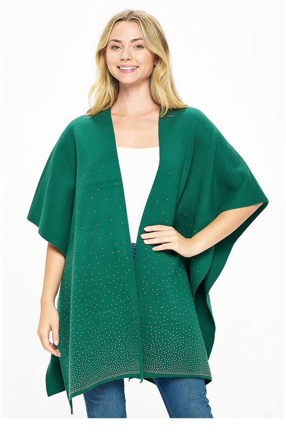 GREEN COLOR CLEAR STONES SHAWL ( 0160 GRC )