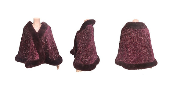 WOMEN'S WINTER PONCHO RHINESTONES ( 0364 BURBUR )