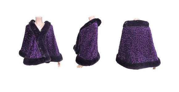 WOMEN'S WINTER PONCHO RHINESTONES ( 0364 PUPU )