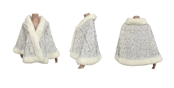 WOMEN'S WINTER PONCHO RHINESTONES ( 0364 WHSL )
