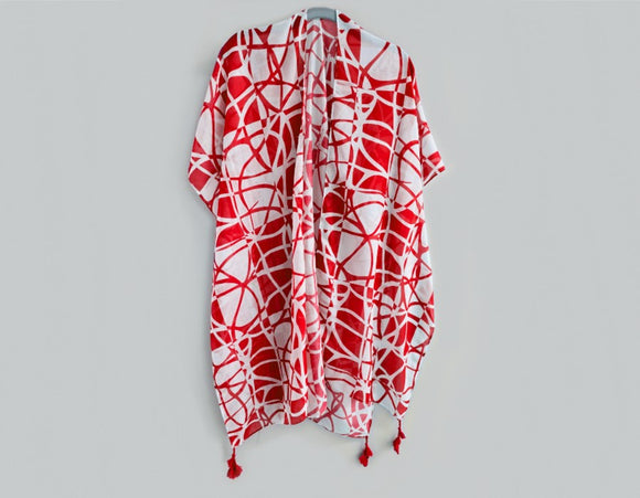 RED WHITE KIMONO ( 1523 RDWHT )
