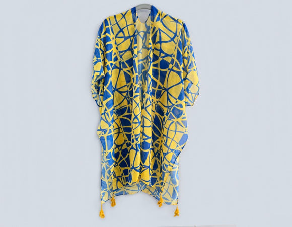 YELLOW BLUE KIMONO ( 1523 YELBL )