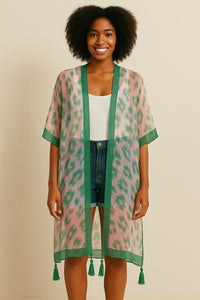 PINK GREEN KIMONO ( 1524 PKGRN )