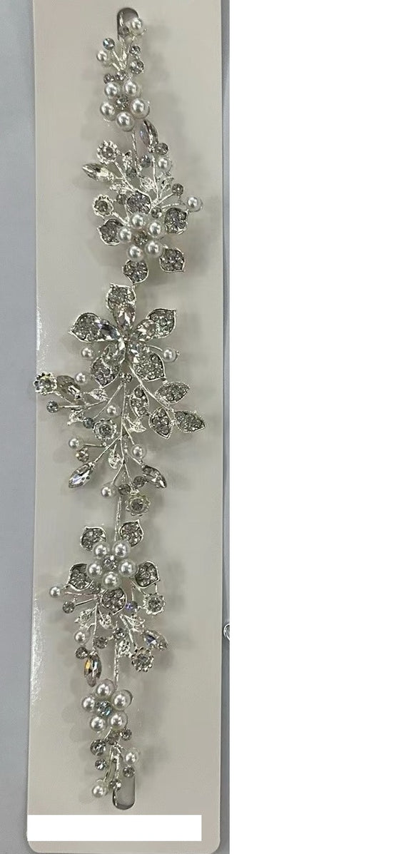 SILVER HAIR HEAD PIECE FLOWER ( 2344 1CL )