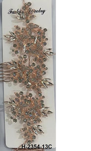 ROSE GOLD HAIR COMB CLEAR STONES ( 2354 13CL )