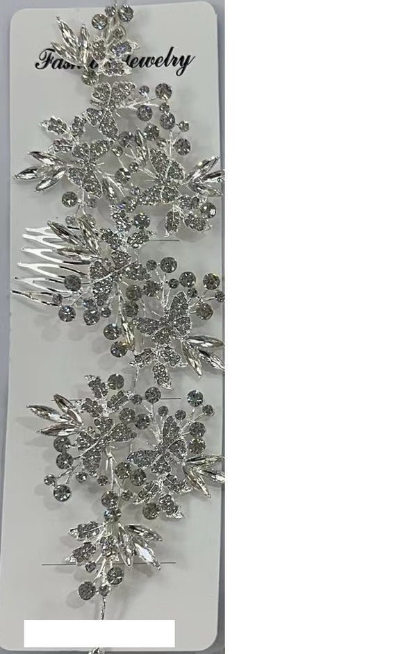 SILVER HAIR COMB CLEAR STONES ( 2354 1CL )