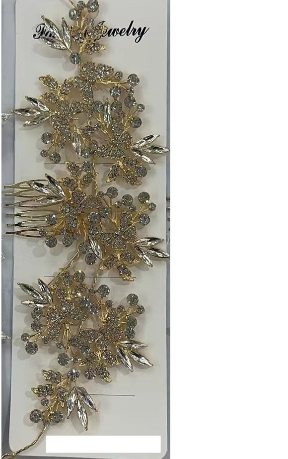 GOLD HAIR COMB CLEAR STONES ( 2354 2CL )