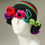 MULTICOLOR RUFFLE HAT RED TOP ( 1526 RD )