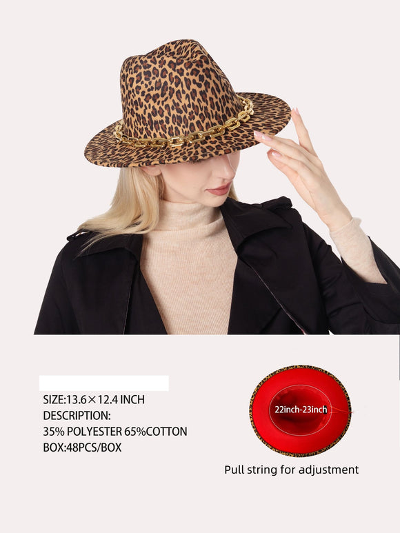 BROWN ANIMAL PRINT CHAIN HAT ( 3189 BROWN )