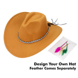 FEATHER RHINESTONE COWBOY HAT ( 3446 KHAKI )