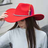 FEATHER RHINESTONE COWBOY HAT ( 3446 RED )