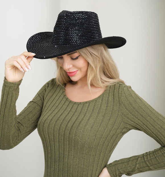 RHINESTONE COWBOY HAT ( 3518 BLACK )