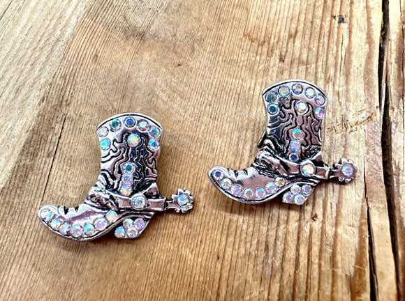 Silver Cowboy Earrings AB Stones ( 11167 SBAB )