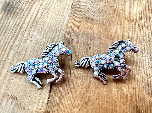 SILVER AB HORSE EARRINGS ( 11168 SSBAB )