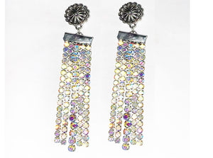 Silver Dangling Earrings AB Stones ( 11626 SBAB )