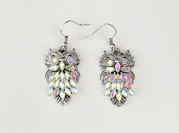 SILVER OWL EARRINGS ( 8385 SBAB )