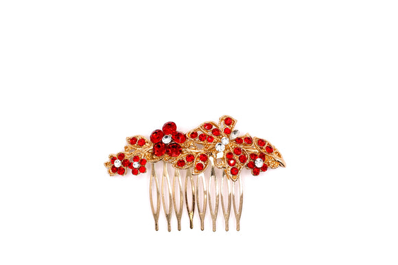 GOLD HAIR COMB RED STONES ( 41240 CLSIGD )