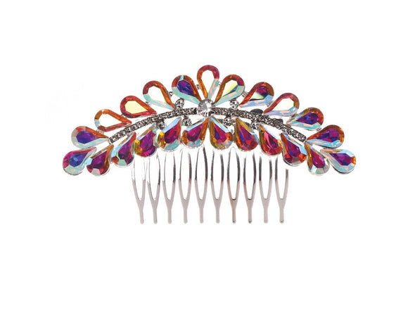 Silver Hair Comb AB Clear Stones ( 41140 CLABSV )