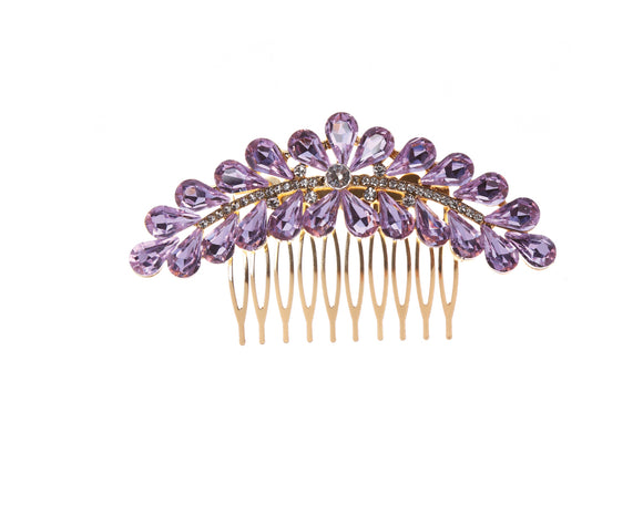 Gold Hair Comb Purple Clear Stones ( 41140 CLAMGD )