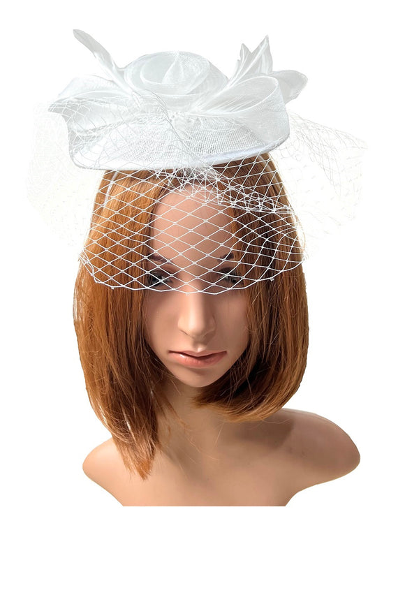WHITE FASCINATOR FEATHER ( 0420 WH )