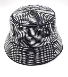 BLACK BUCKET HAT CLEAR STONES ( 0448 BKCL )