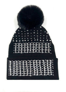 BLACK BEANIE SILVER STONES ( 0664 BKSL )