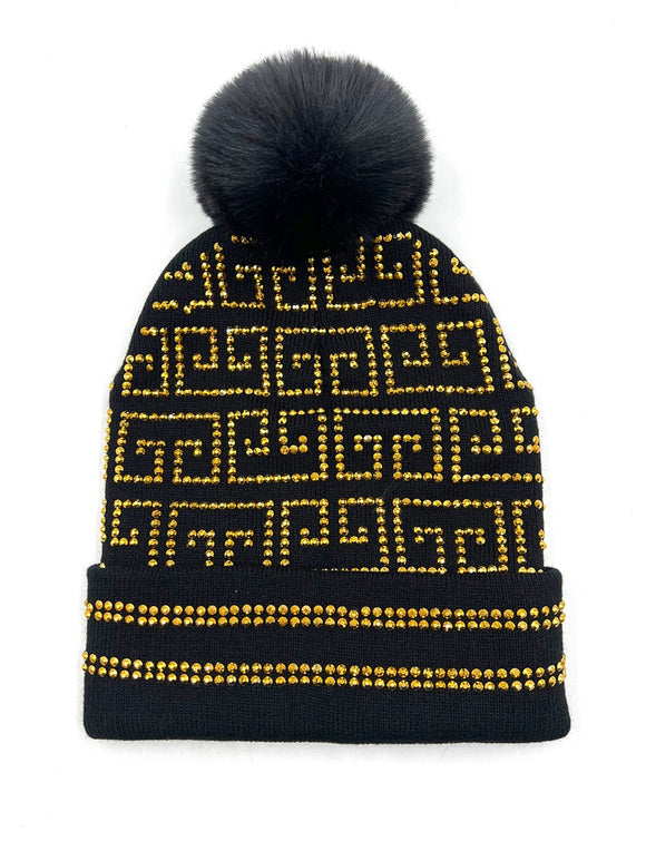 BLACK GOLD BLING BEANIE ( 0676 BKGD )