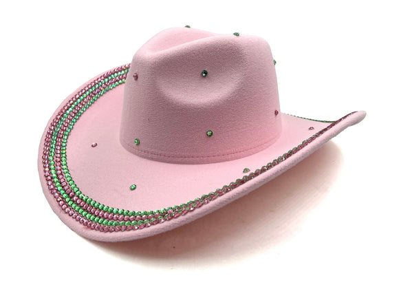 PINK HAT PINK GREEN STONES ( 0685 PKPG )