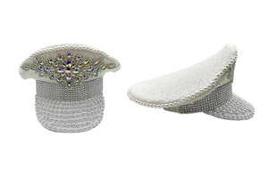 WHITE SEQUIN CAPTAINS HAT ( 0691 WHX )