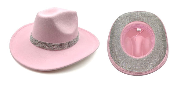PINK COWBOY HAT CLEAR STONES ( 0696 PKCL )