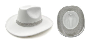 WHITE COWBOY HAT CLEAR STONES ( 0696 WHCL )