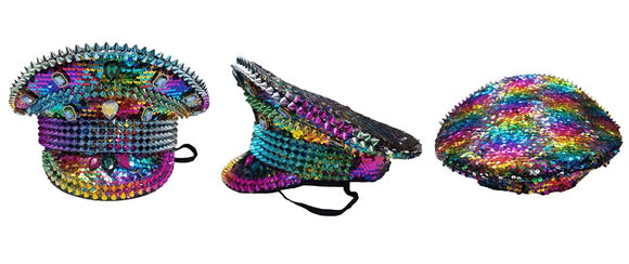 RAINBOW SEQUIN SAILOR HAT ( 0702 )