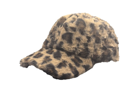 FUZZY LEOPARD PRINT BASEBALL HAT ( 0979 2 )