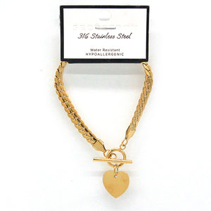 STAINLESS STEEL BRACELET HEART ( 1221 GD )