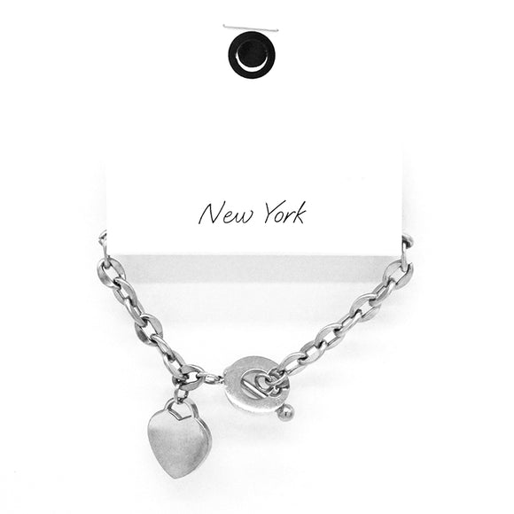 316 STAINLESS STEEL ABOVE ALL ELSE BRACELET HEART CHARM ( 30328 RH )