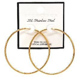 STAINLESS STEEL GOLD HOOP EARRINGS ( 0111 GD )