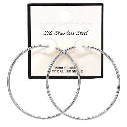 STAINLESS STEEL SILVER HOOP EARRINGS ( 0111 RH )