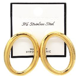 STAINLESS STEEL GOLD CIRCLE EARRINGS ( 8202 GD )